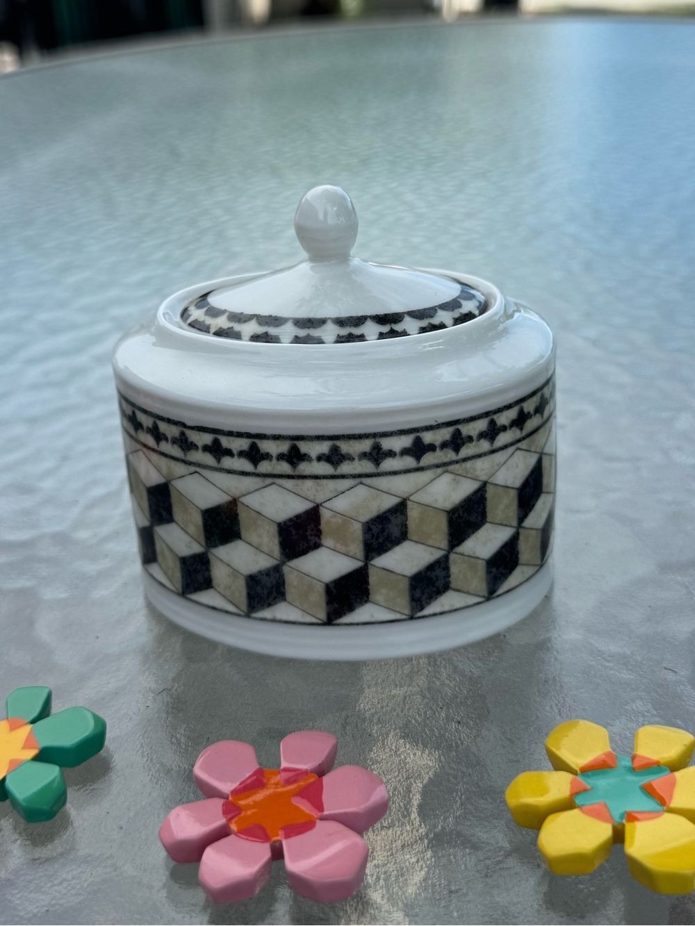 ✨222 Fifth San Marco Sugar Bowl with Lid Fine China Salt Cellar Keeper Keeper OS